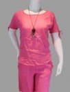 T-SKJORTE I LIN/BOMULL CERISE thumbnail