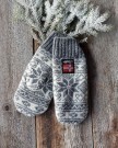 Nordlys Mønstret ull votter til dame og herre grå natur thumbnail
