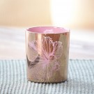 Telysholder Gull/rosa med blomst 2pk L thumbnail