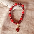 Elastisk armbånd med blad Burgunder thumbnail