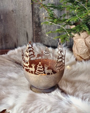 Metall skål/lysholder Brun L