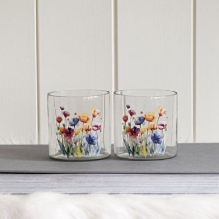 Telysholder 2pk med blomster