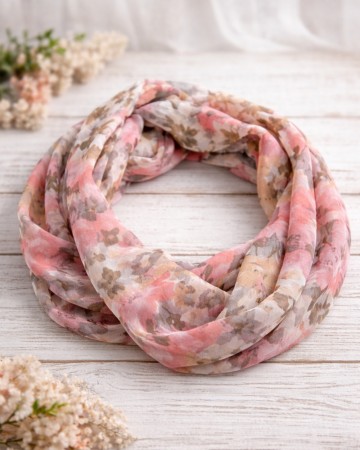 Tube, Chiffon 35x160 m/blomster rosa