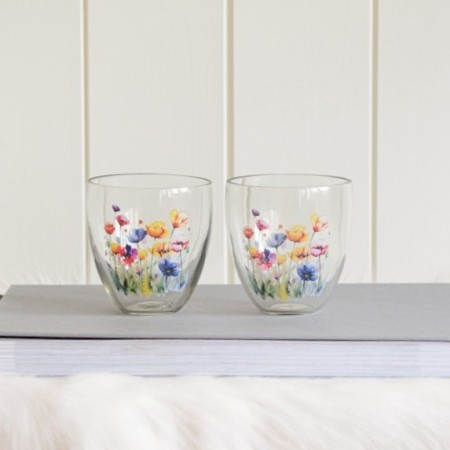 Telysholder 2pk med blomster