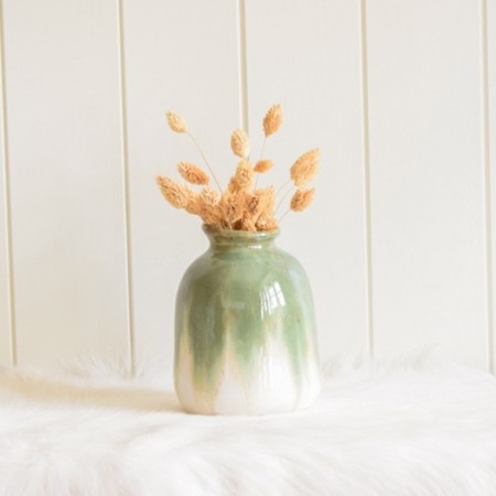 Vase keramikk grønn/hvit