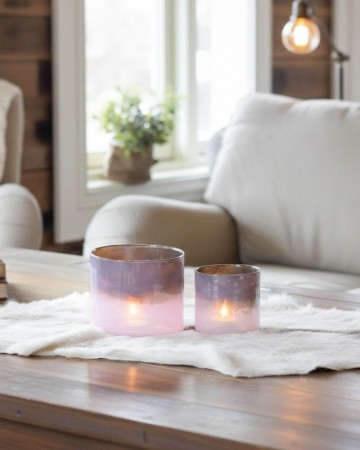 Sett med lysholdere rosa