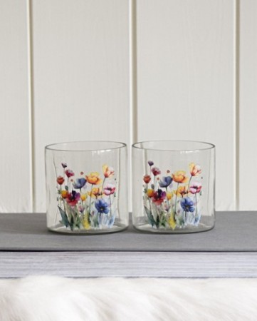 Telysholder 2pk med blomster