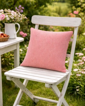 Putetrekk vevd bomull Røros korall 45x45cm