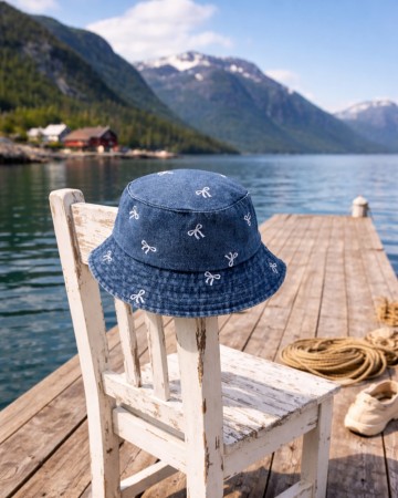 Bøttehatt med sløyfe Mørk