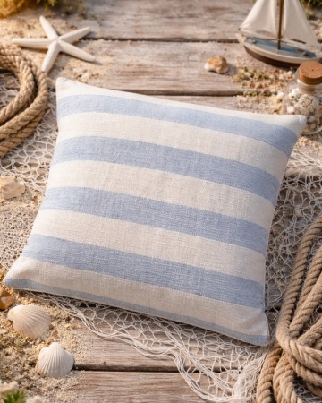 Putetrekk vevd bomull Geilo blå 45x45cm